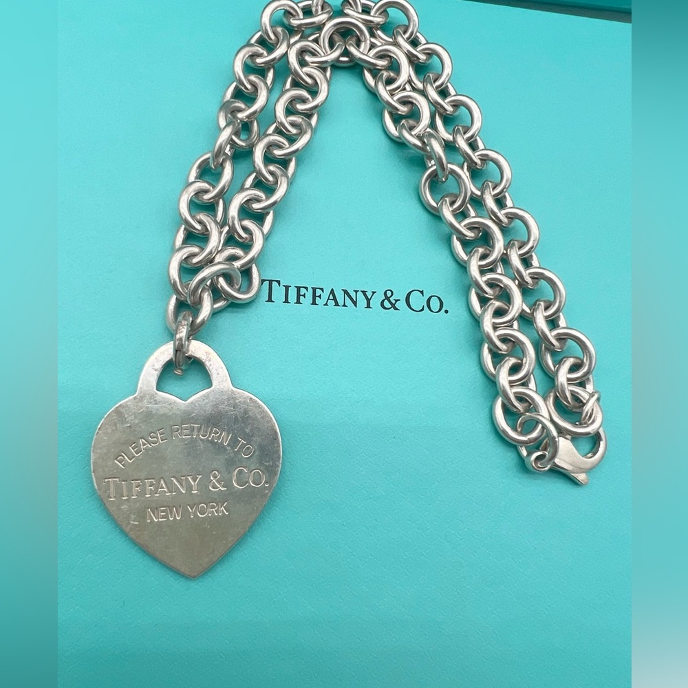 🔴Authentic EXTRA LAEGE TIFFANY & CO Vintage RTT Heart Pendent Link Necklace 🔴 - Picture 4 of 14